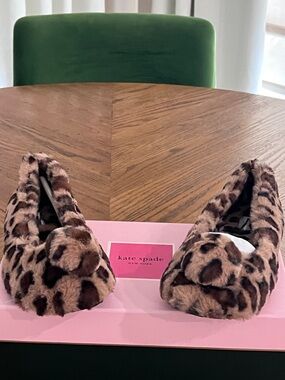 kate spade Leopard Faux Fur Ballet Flat Slippers